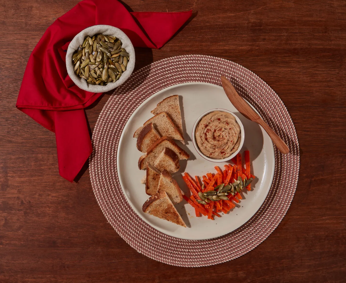 Hummus de lentejas y zanahoria asada 