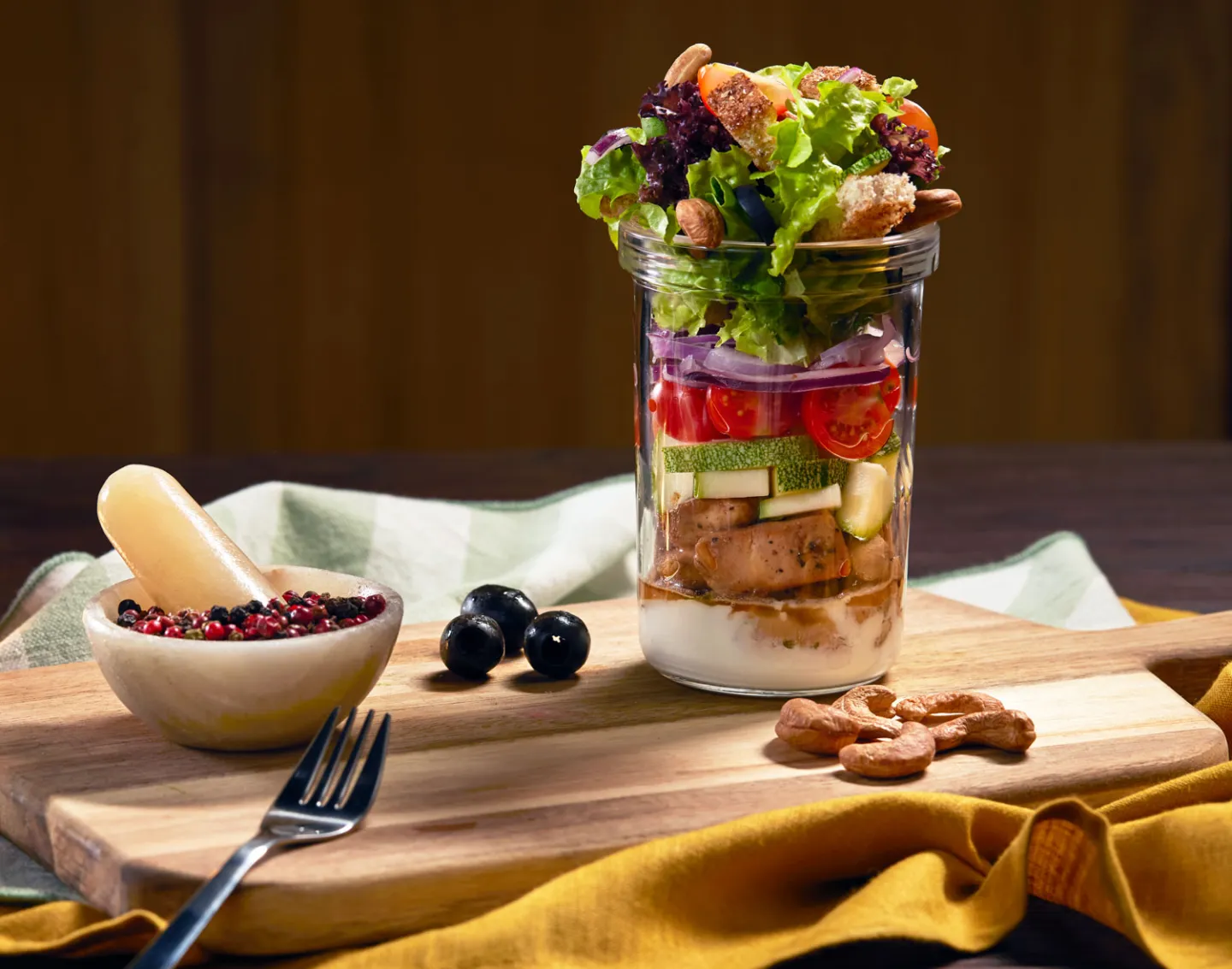 ensalada mediterránea en tarro