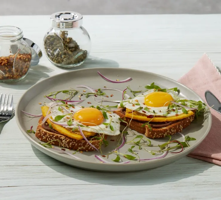 tostada de huevo y plátano